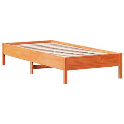 vidaXL Cama sin colchón madera maciza de pino marrón cera 100x200 cm