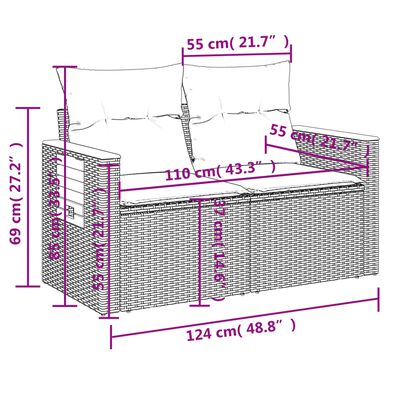 vidaXL Set de muebles de jardín 6 pzas y cojines ratán sintético gris