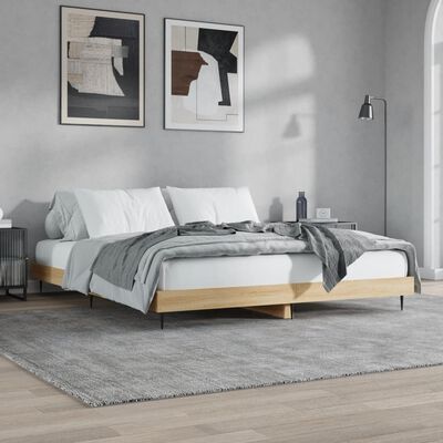 vidaXL Estructura de cama madera de ingeniería roble Sonoma 200x200 cm