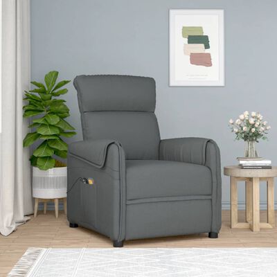 vidaXL Sillón de masaje elevable tela gris oscuro