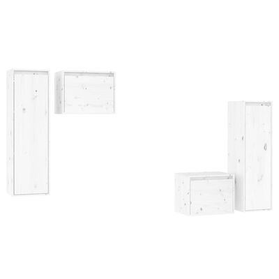 vidaXL Muebles para TV 4 piezas madera maciza de pino blanco