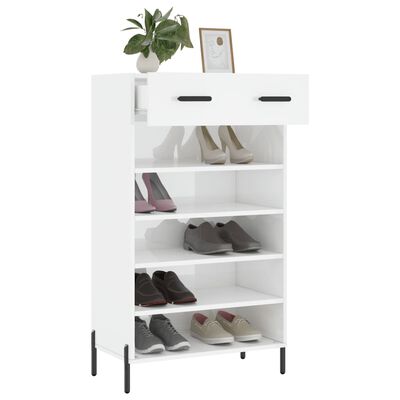 vidaXL Mueble zapatero madera contrachapada blanco brillo 60x35x105 cm