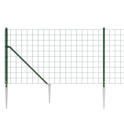 vidaXL Cerca de alambre con pinchos de anclaje verde 0,8x25 m