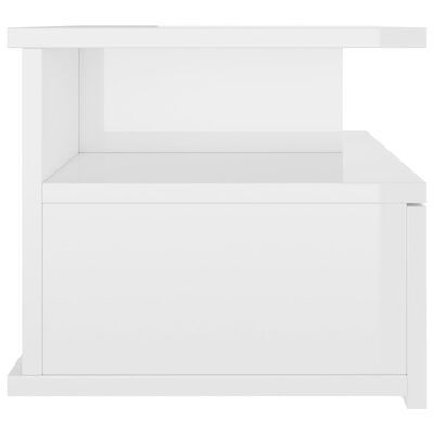 vidaXL Mesita de noche flotante 2 uds madera blanco brillo 40x31x27 cm