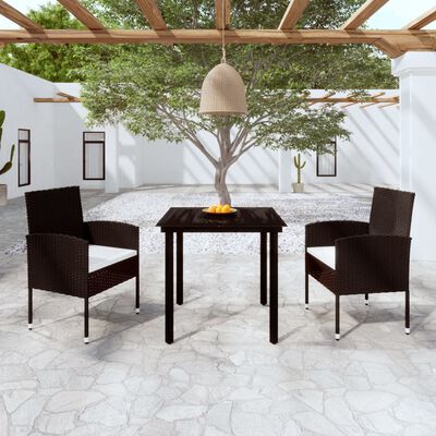 vidaXL Juego de comedor para jardín 3 piezas negro