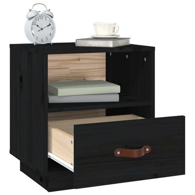 vidaXL Mesitas de noche 2 uds madera maciza de pino negro 40x34x45 cm