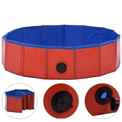 vidaXL Piscina para perros plegable PVC rojo 80x20 cm