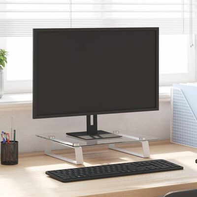 vidaXL Soporte de monitor vidrio templado y metal blanco 40x35x8 cm