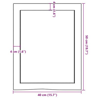 vidaXL Encimera de baño madera tratada marrón oscuro 40x50x(2-6) cm