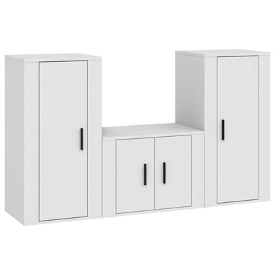 vidaXL Set de muebles de TV 3 piezas madera contrachapada blanco
