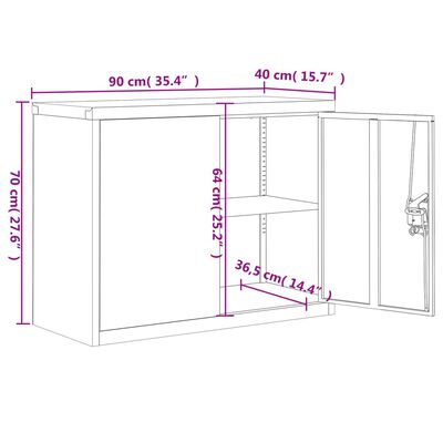 vidaXL Armario archivador de acero negro 90x40x110 cm