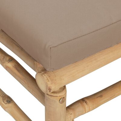 vidaXL Set de muebles de jardín 3 piezas bambú y cojines gris taupe