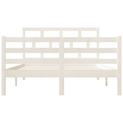 vidaXL Estructura de cama doble de madera maciza blanco 135x190 cm