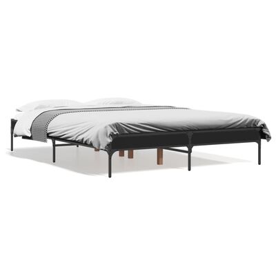 vidaXL Estructura de cama madera de ingeniería y metal negro 135x190cm