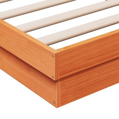 vidaXL Estructura de cama LED madera maciza pino marrón cera 120x200cm