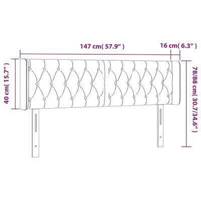 vidaXL Cabecero con LED de tela marrón oscuro 147x16x78/88 cm