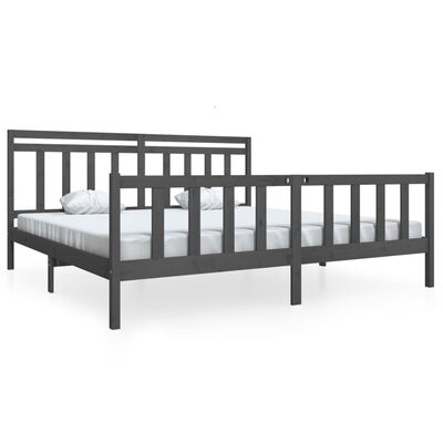 vidaXL Estructura de cama de madera maciza gris 200x200 cm