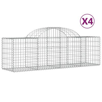 vidaXL Cestas de gaviones 4 uds forma de arco hierro 200x50x60/80 cm