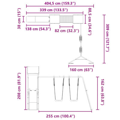 vidaXL Parque infantil de exterior madera maciza Douglas3156935