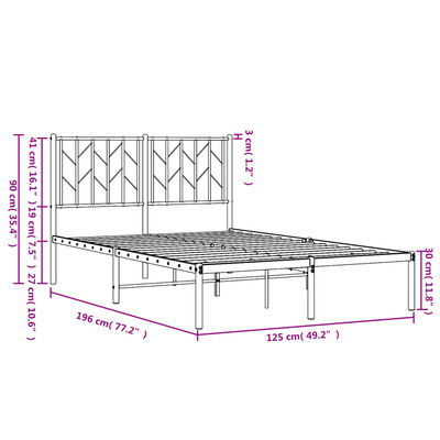 vidaXL Estructura cama sin colchón con cabecero metal negro 120x190 cm