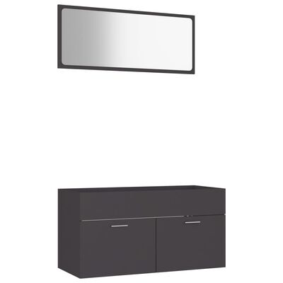 vidaXL Conjunto de muebles de baño 2 piezas madera contrachapada gris