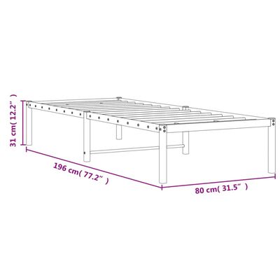 vidaXL Estructura de cama metal blanco 75x190 cm