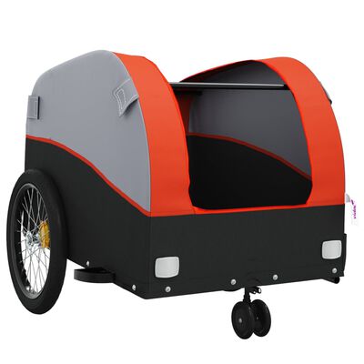 vidaXL Remolque para bicicleta hierro negro y naranja 30 kg