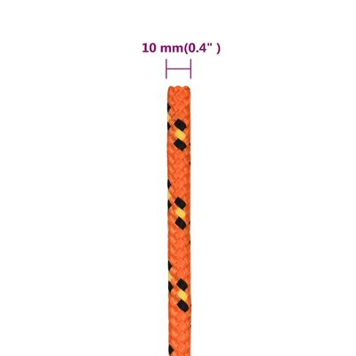 vidaXL Cuerda de barco polipropileno naranja 10 mm 250 m