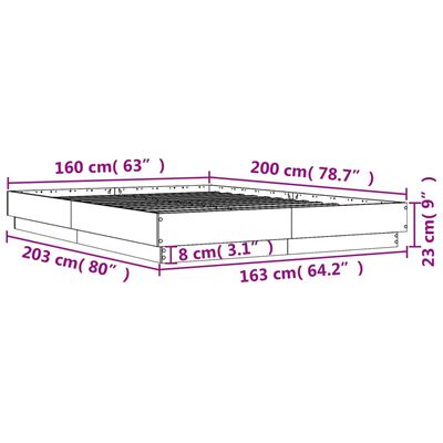 vidaXL Estructura de cama madera de ingeniería gris hormigón 160x200cm