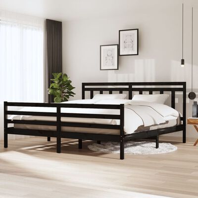 vidaXL Estructura de cama de madera maciza negra 200x200 cm