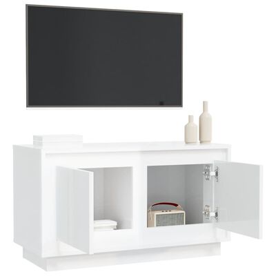 vidaXL Mueble para TV madera contrachapada blanco brillo 80x35x45 cm