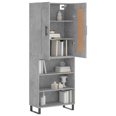 vidaXL Aparador alto madera contrachapada gris hormigón 69,5x34x180 cm