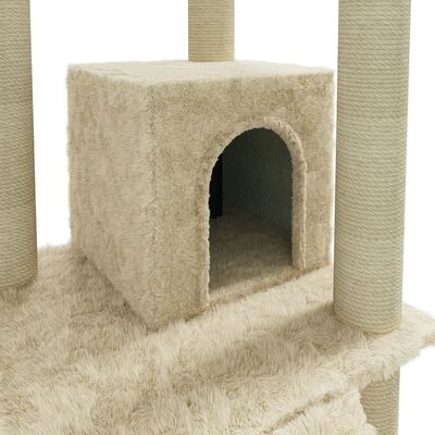 vidaXL Rascador para gatos con postes de sisal color crema 155 cm