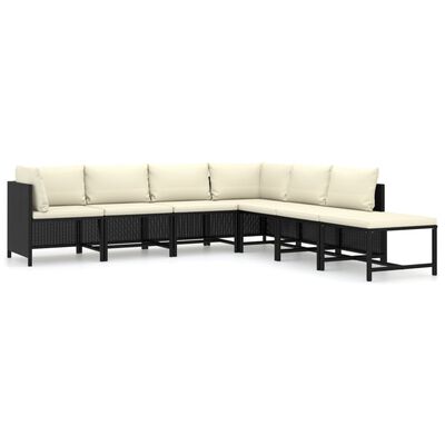 vidaXL Set de muebles de jardín 7 pzas y cojines ratán sintético negro