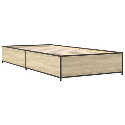 vidaXL Estructura cama madera ingeniería metal roble Sonoma 90x200 cm