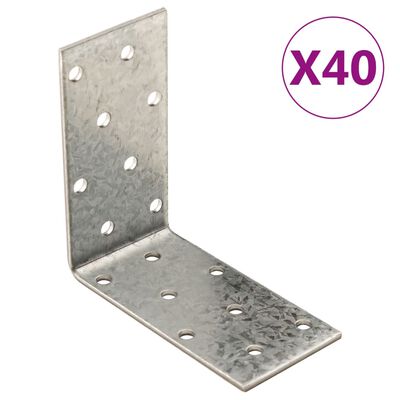 vidaXL Escuadra angular 40 uds acero galvanizado 2 mm 80x40x80 mm