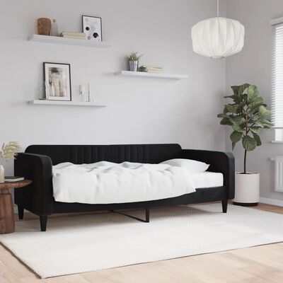 vidaXL Sofá cama con colchón terciopelo negro 90x200 cm