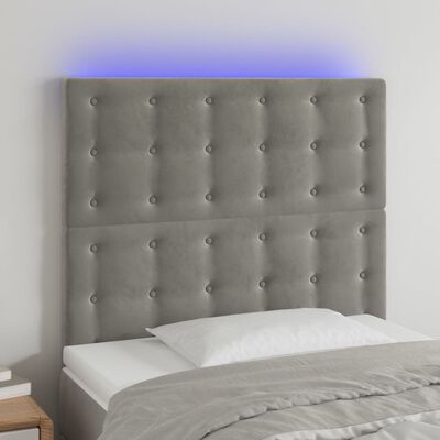 vidaXL Cabecero con luces LED terciopelo gris claro 100x5x118/128 cm