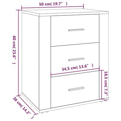 vidaXL Mesita de noche madera contrachapada roble ahumado 50x36x60 cm