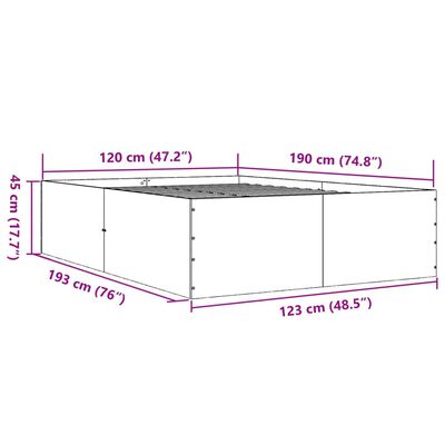 vidaXL Estructura de cama madera de ingeniería roble ahumado 120x190cm