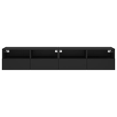 vidaXL Muebles de pared TV 2 uds madera ingeniería negro 80x30x30 cm