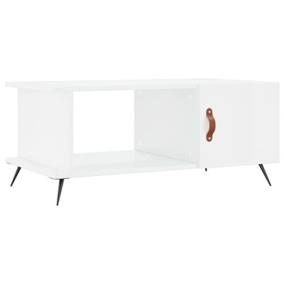 vidaXL Mesa de centro madera contrachapada blanco brillo 90x50x40 cm