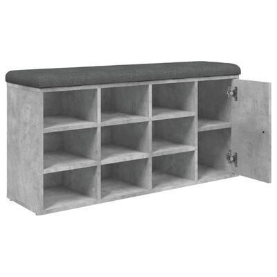 vidaXL Banco zapatero madera de ingeniería gris hormigón 102x32x50 cm