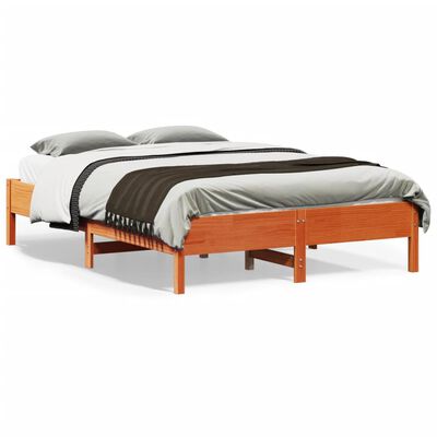 vidaXL Estructura de cama sin colchón madera maciza marrón 135x190 cm