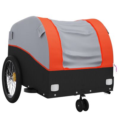 vidaXL Remolque para bicicleta hierro negro y naranja 30 kg