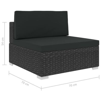 vidaXL Set muebles de jardín 6 piezas y cojines ratán sintético negro