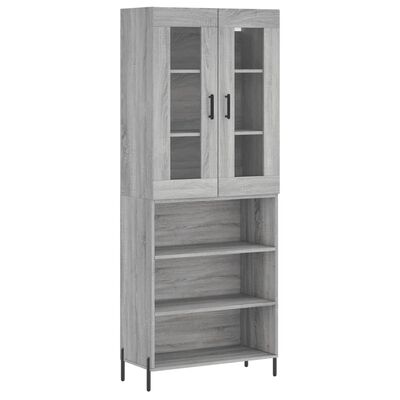 vidaXL Aparador alto madera contrachapada gris sonoma 69,5x34x180 cm