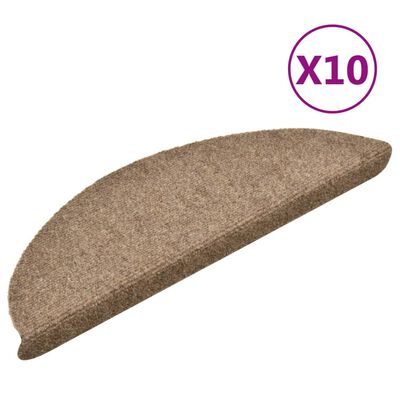 vidaXL Alfombrilla autoadhesiva de escalera 10 uds 56x17x3 cm crema