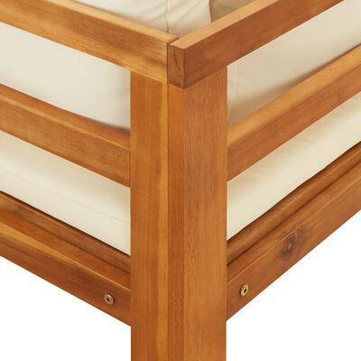 vidaXL Set muebles de jardín 4 pzas cojines crema madera de acacia