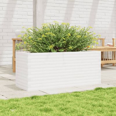 vidaXL Jardinera de madera maciza de pino blanca 110x40x46 cm